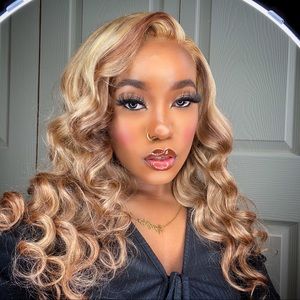 Dyed Blonde 13x4 Lace Frontal Human Hair Wig w/ Lowlights